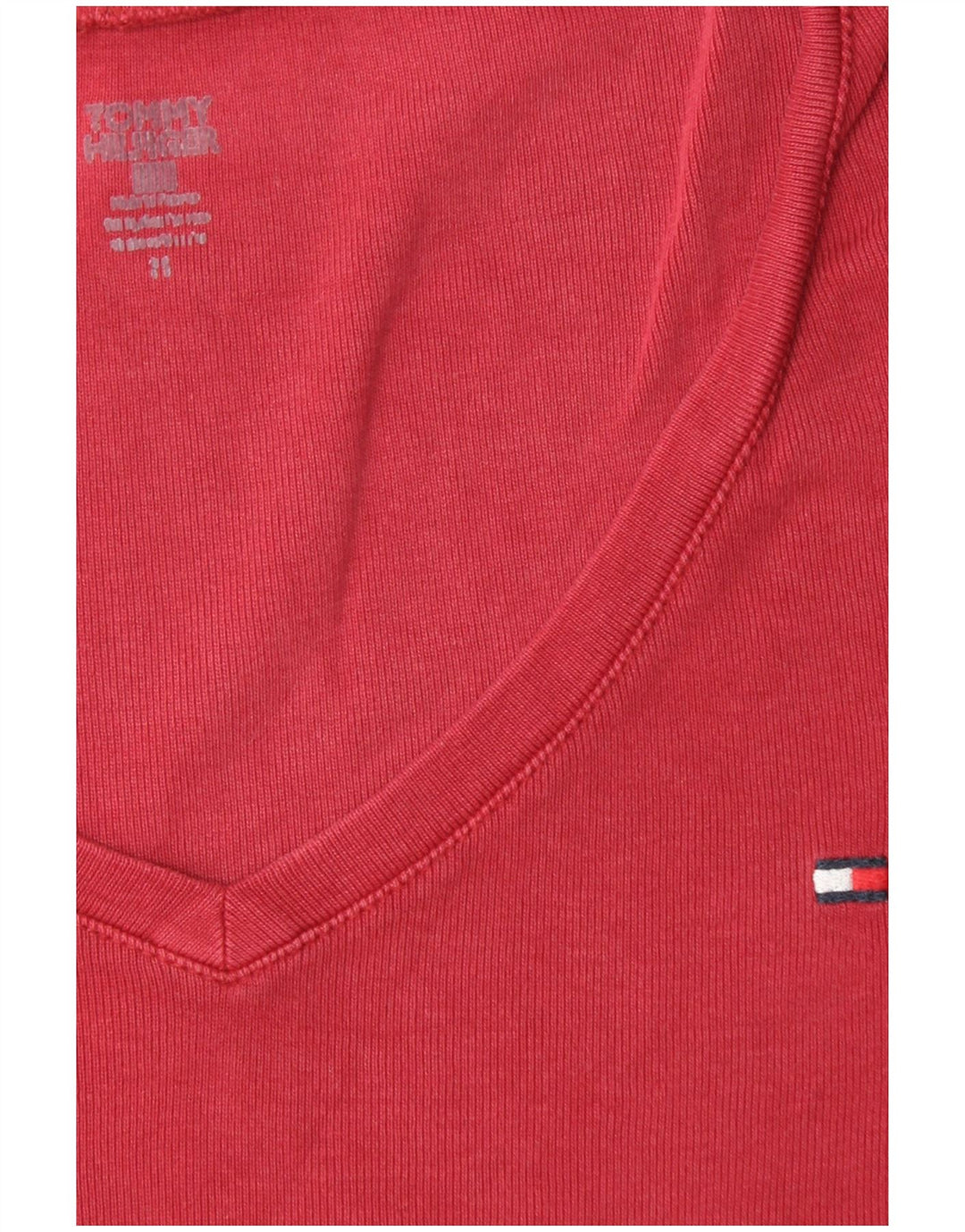 Top feminino TOMMY HILFIGER manga comprida UK 10 pequeno vermelho