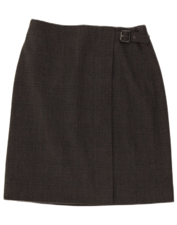 Saia feminina Armani US 6 médio W28 poliéster xadrez cinza