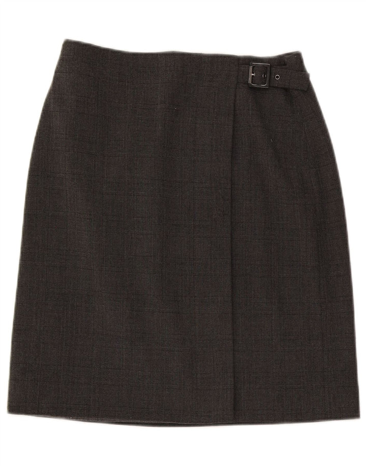 Saia feminina Armani US 6 médio W28 poliéster xadrez cinza
