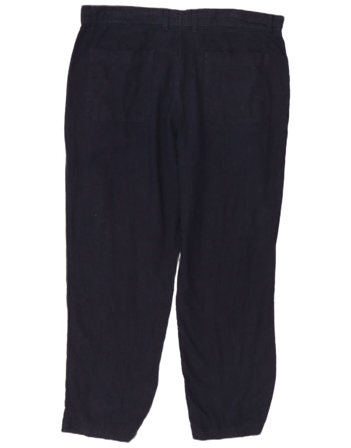 Calça chino masculina MARKS & SPENCER regular fit W38 L29 linho azul marinho