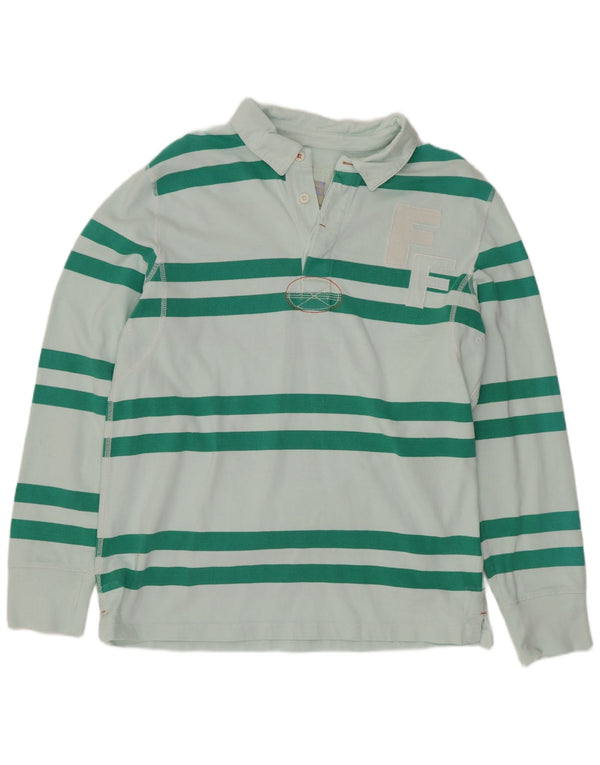 Camisa polo masculina de rugby de manga comprida com estampa Fat Face listrada verde grande