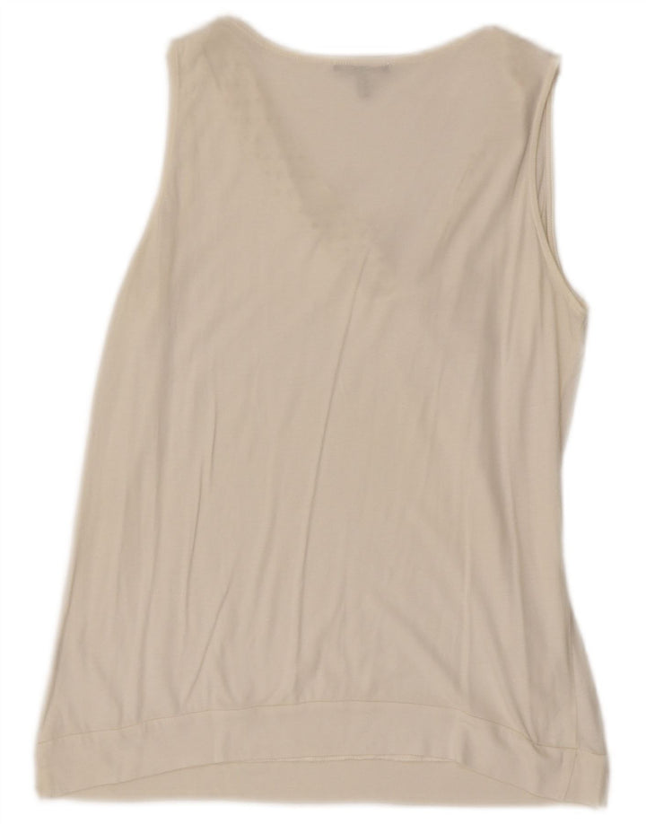 Blusa feminina sem mangas Massimo Dutti UK 12 bolinhas brancas médias
