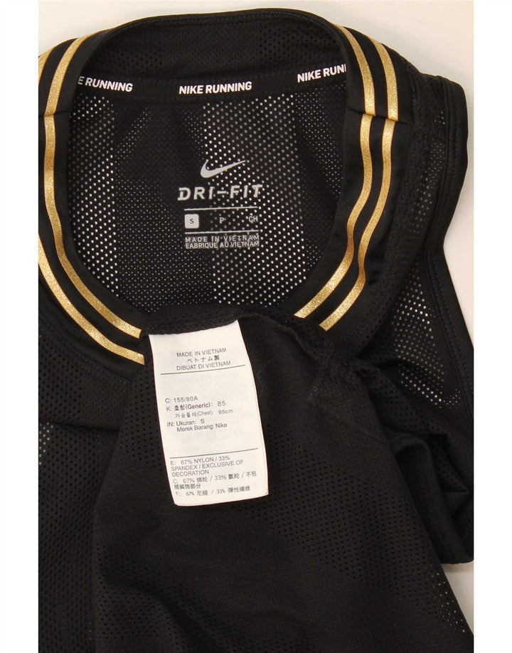 Nike Womens Dri Fit Vest Top UK 10 Pequeno Preto Nylon