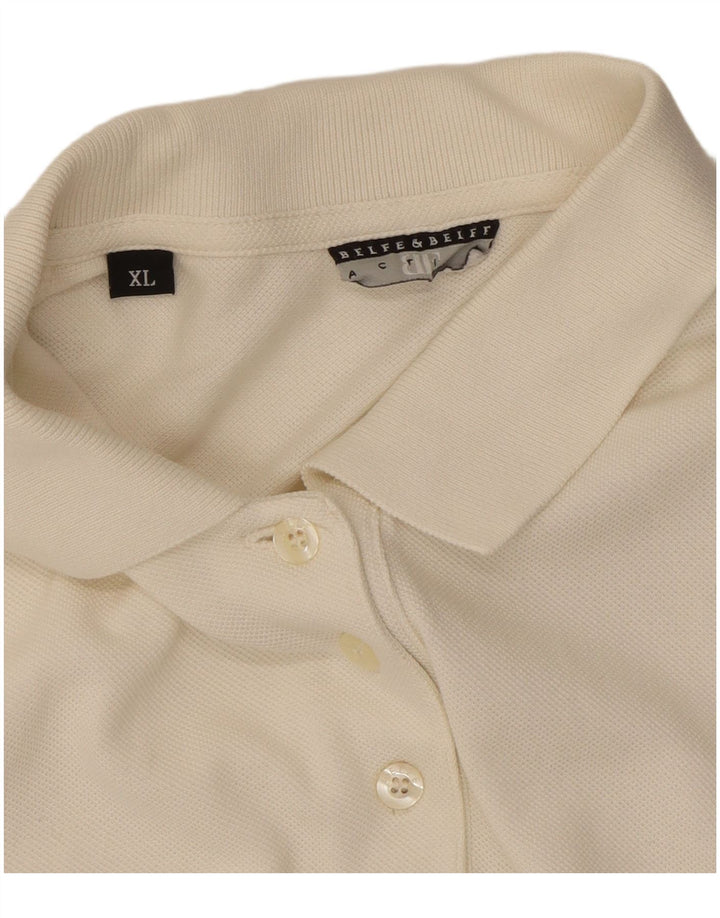 Belfe Camisa polo feminina sem mangas XL algodão branco