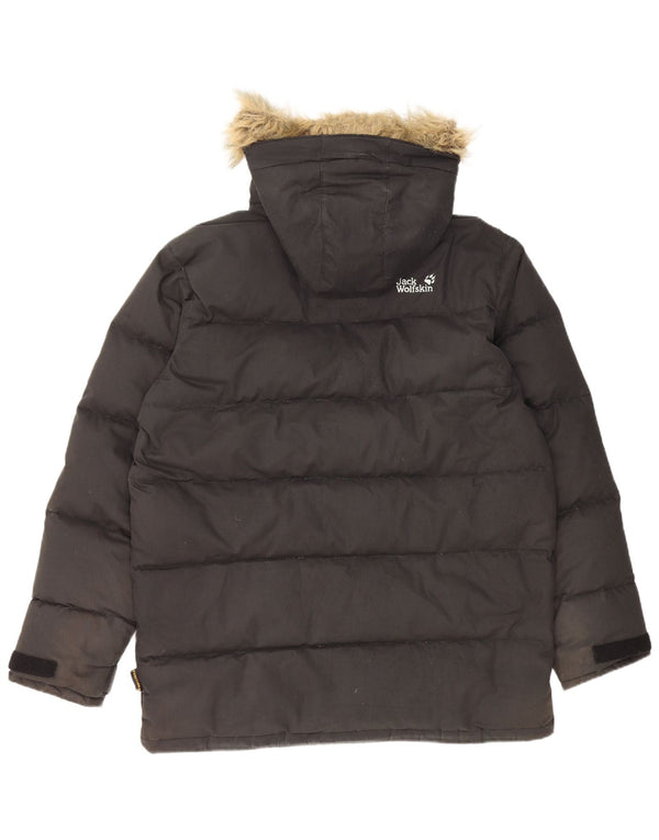 Jaqueta masculina acolchoada com capuz Jack Wolfskin Reino Unido 36/38 poliéster preto médio