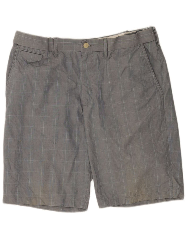 Shorts chino masculino Marks & Spencer W36 grande algodão xadrez cinza