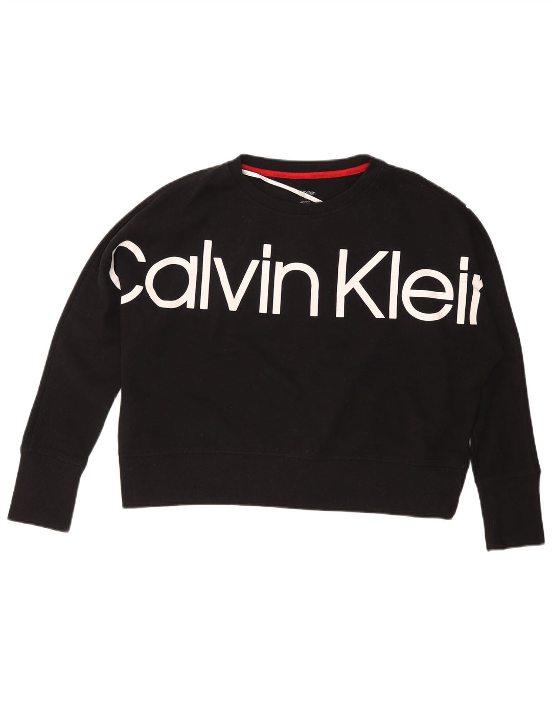 CALVIN KLEIN moletom gráfico feminino jumper UK 14 médio preto