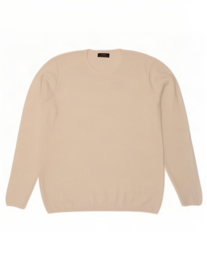 Zara Suéter masculino com gola redonda, grande viscose branca
