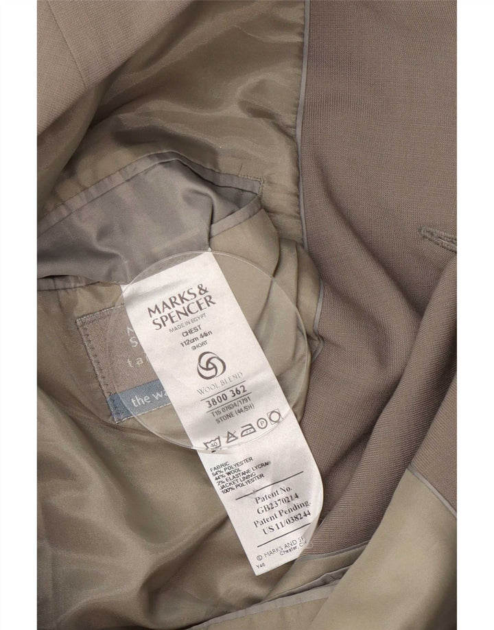 Jaqueta Blazer masculina de 3 botões Marks & Spencer Reino Unido 44 XL Poliéster bege