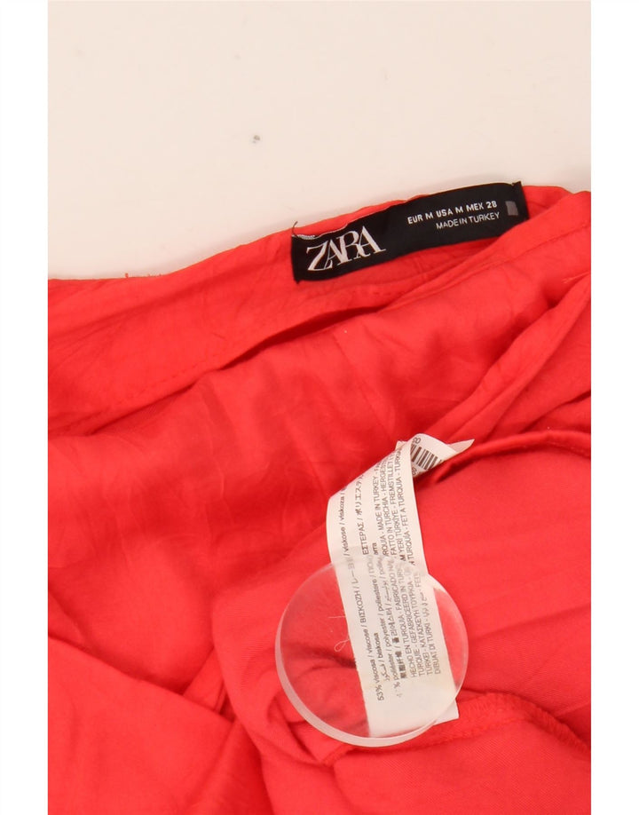 Zara Mini saia assimétrica feminina média W28 viscose vermelha