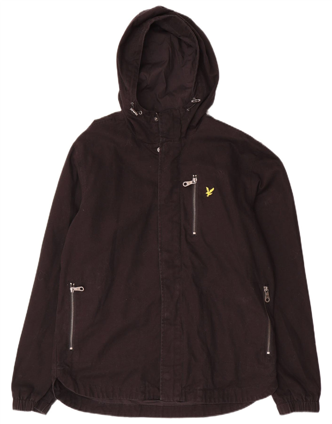 Jaqueta bomber masculina Lyle & Scott com capuz Reino Unido 38 algodão preto médio