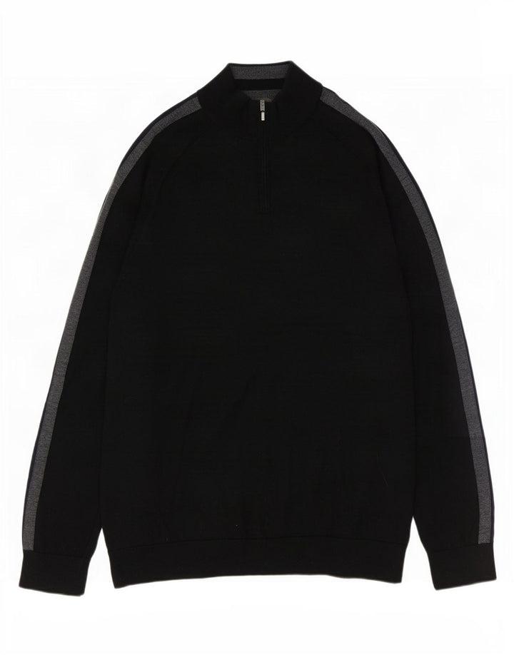 Suéter masculino Marks & Spencer com zíper e gola XL preto colorblock