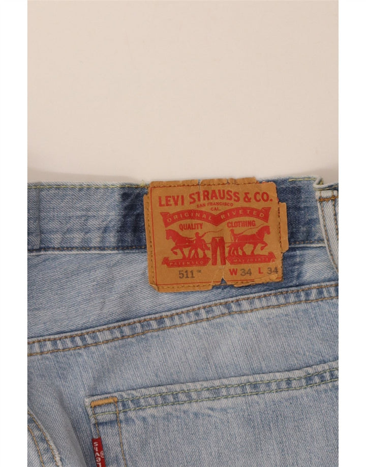 LEVI'S Masculino 511 Slim Jeans W34 L34 Azul Algodão