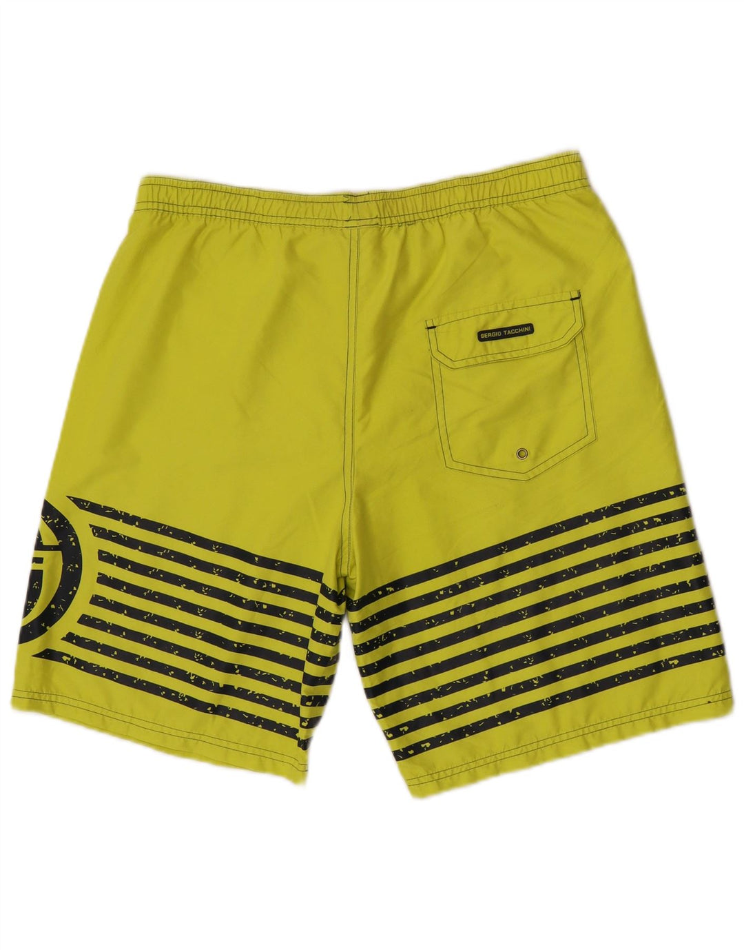 Shorts de natação masculino Sergio Tacchini gráfico grande poliéster listrado verde
