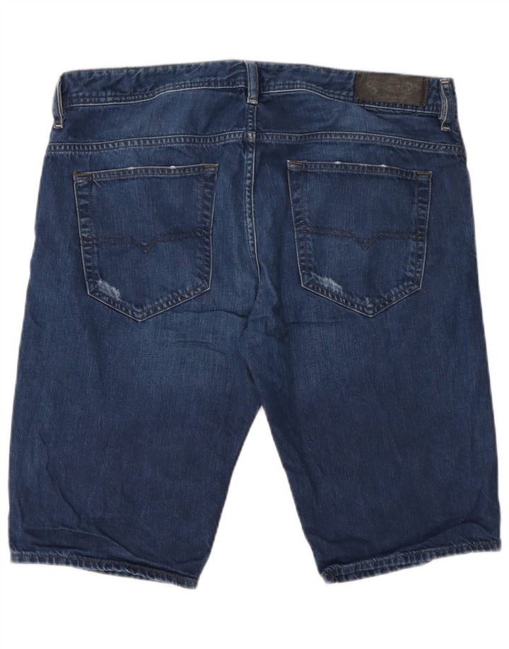 Shorts jeans feminino diesel desgastado W34 grande algodão azul