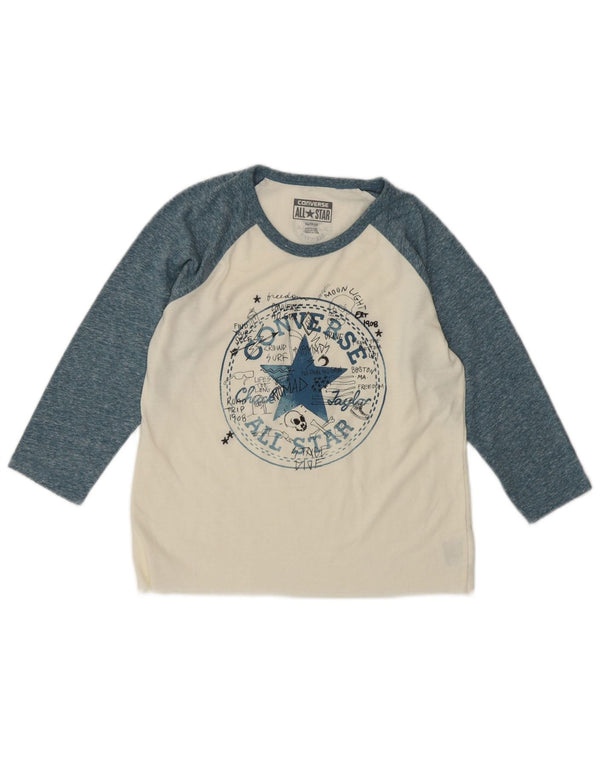 CONVERSE Camiseta feminina Chuck Taylor com manga 3/4 Reino Unido 6 XS branco