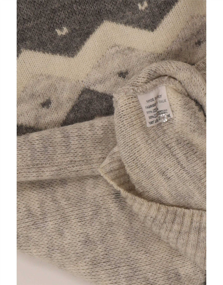 Suéter vintage masculino com gola redonda EU 50 cinza médio colorblock clássico