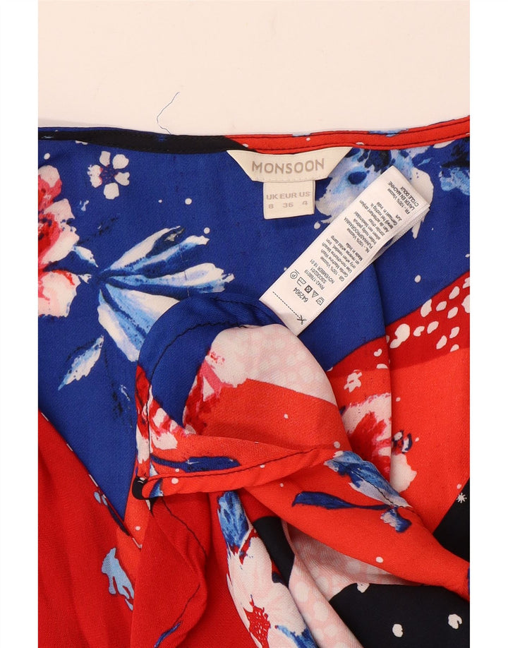 Vestido maxi feminino Monsoon UK 8 pequeno patchwork multicolorido viscose