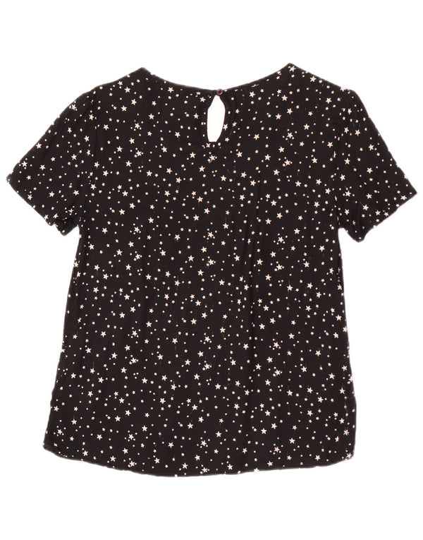 Blusa feminina Superdry Top UK 12 viscose manchada preta média