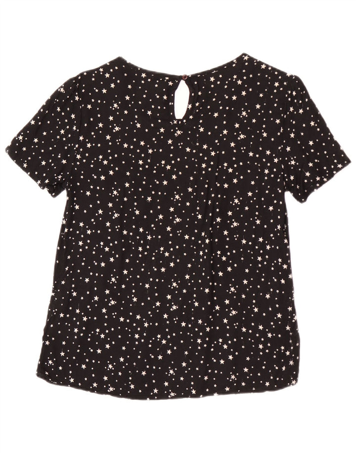 Blusa feminina Superdry Top UK 12 viscose manchada preta média