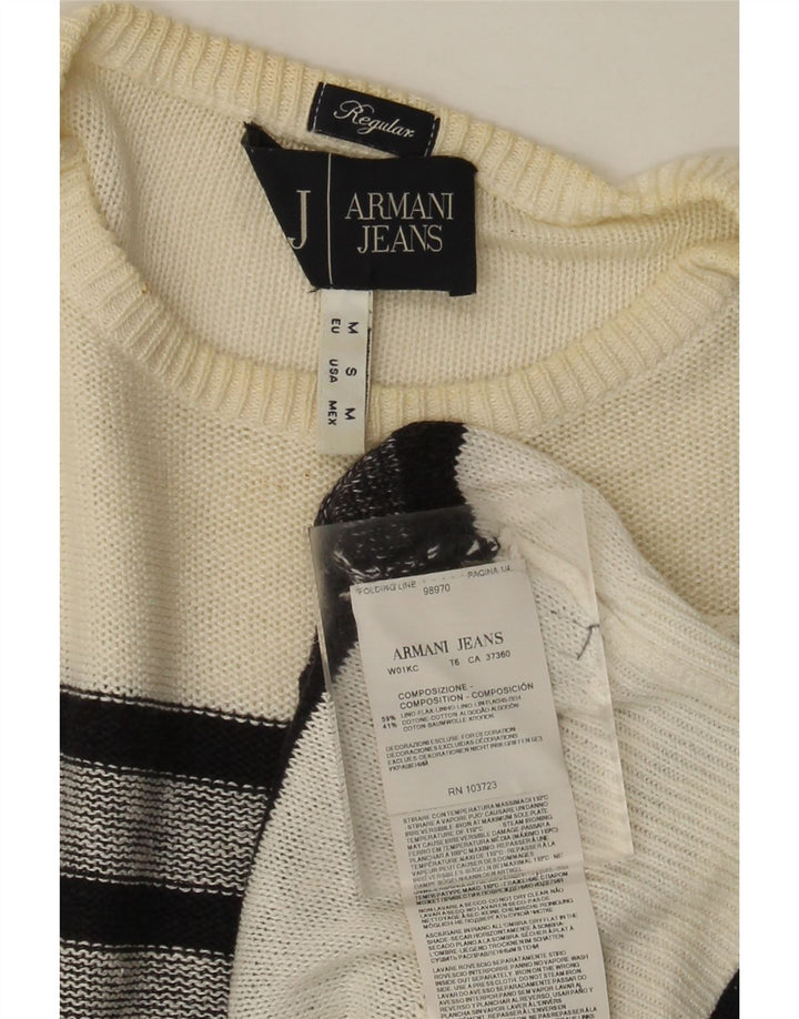 Suéter masculino Armani Jeans regular fit com gola redonda listrado branco médio