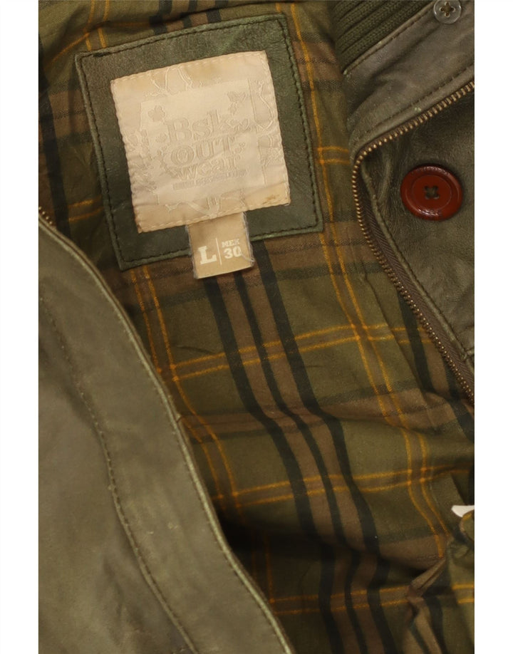 Jaqueta de couro militar feminina Bershka Reino Unido 14 grande cáqui