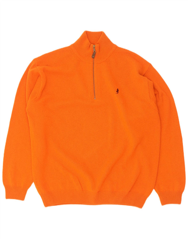 Suéter masculino Marlboro Classics com zíper e gola 2XL lã laranja