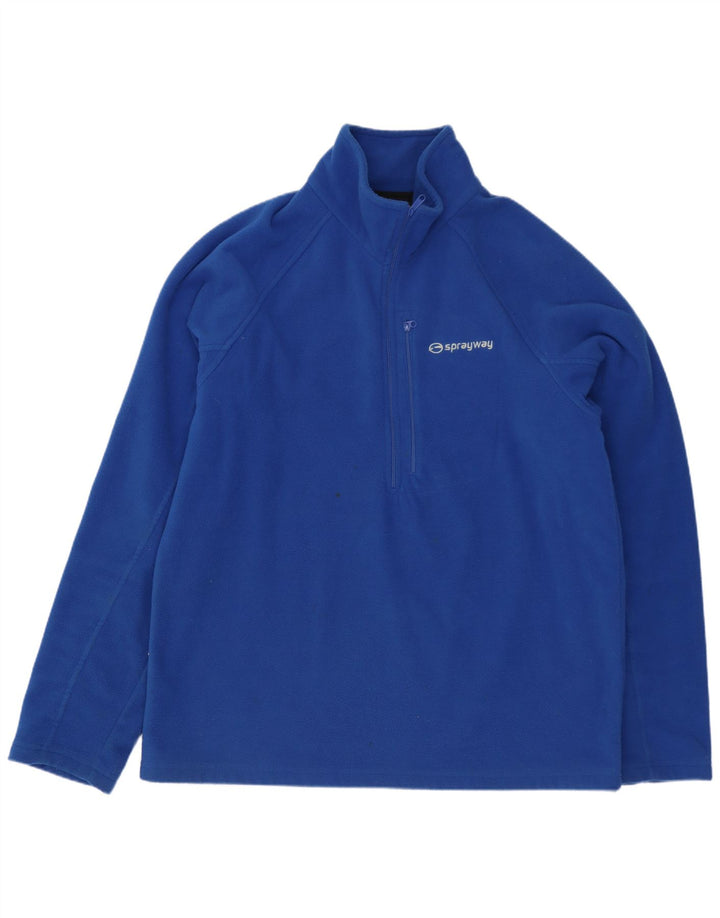 Pulôver de lã masculino Sprayway com zíper e gola em poliéster azul médio