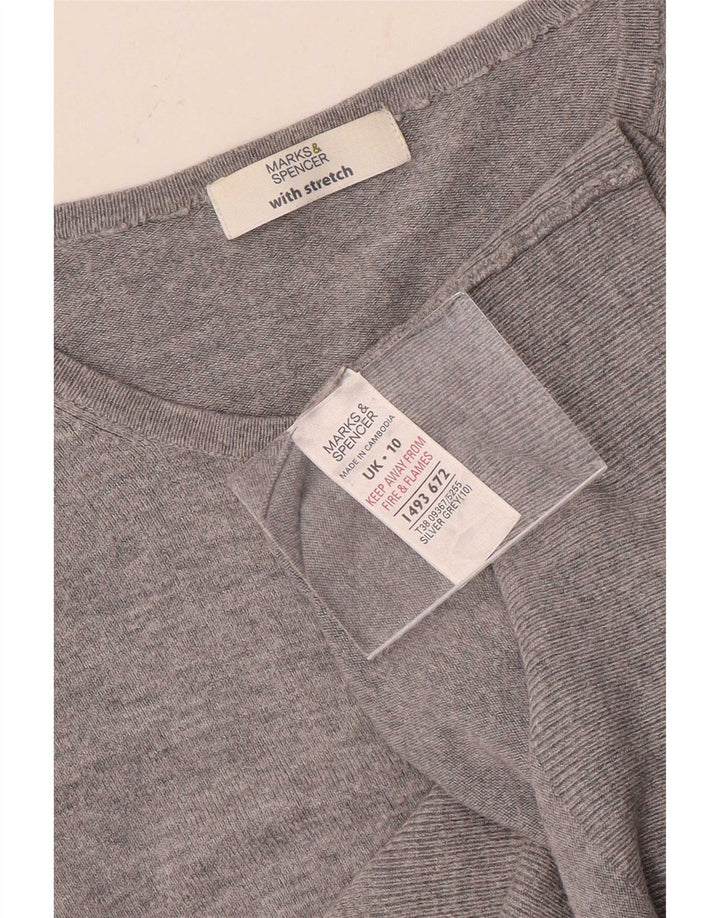 Suéter feminino Marks & Spencer Stretch Cardigan Reino Unido 10 pequeno cinza manchado