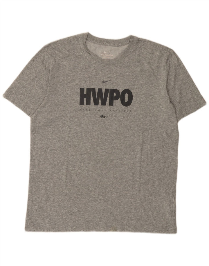 Camiseta Nike masculina Dri Fit Graphic Top cinza médio manchado de algodão