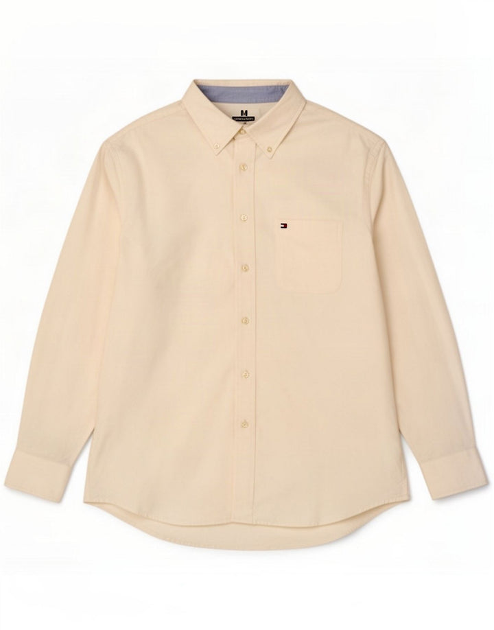 Tommy Hilfiger Camisa masculina de algodão branco médio