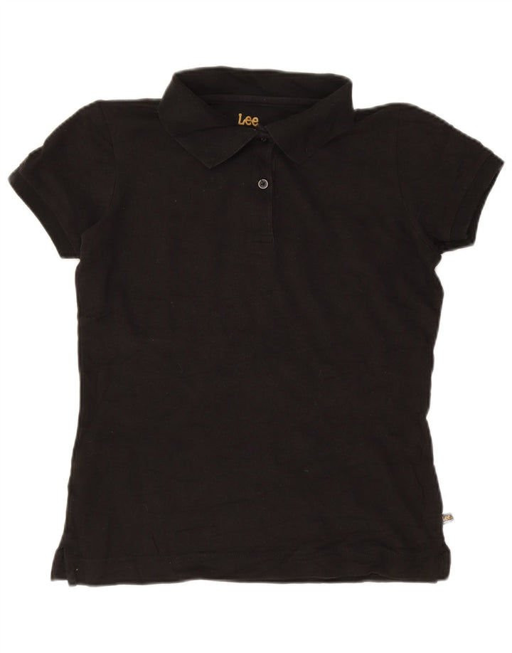 Camisa polo feminina LEE 13-14 anos grande algodão preto