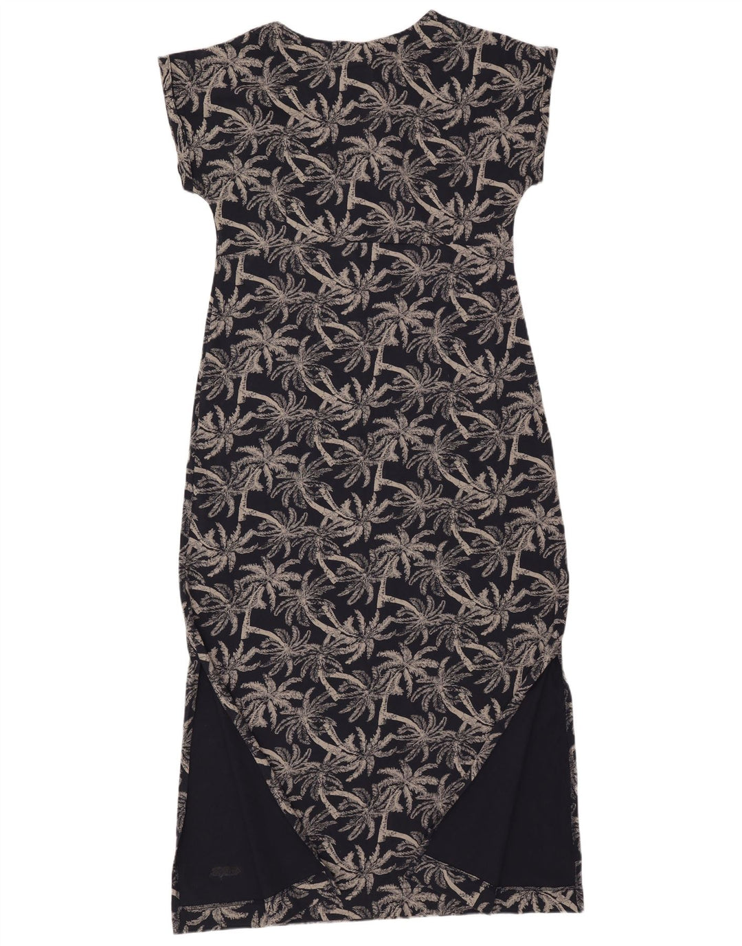 WEIRD FISH Vestido maxi feminino com padrão abstrato Reino Unido 14 grande algodão azul marinho