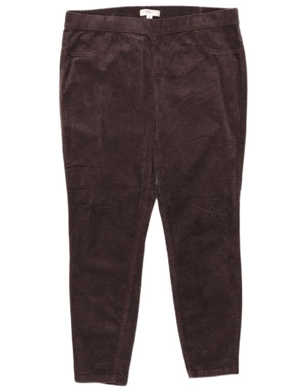 Calça feminina de veludo cotelê Marks & Spencer UK 16 grande W30 L25 cinza