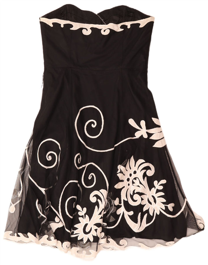 Vestido feminino sem alças Coast UK 16 grande poliéster floral preto