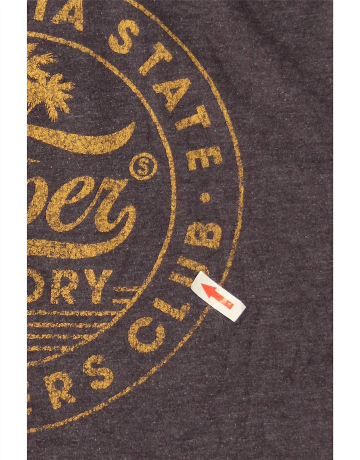 Camiseta feminina Superdry com estampa gráfica UK 12 algodão cinza médio