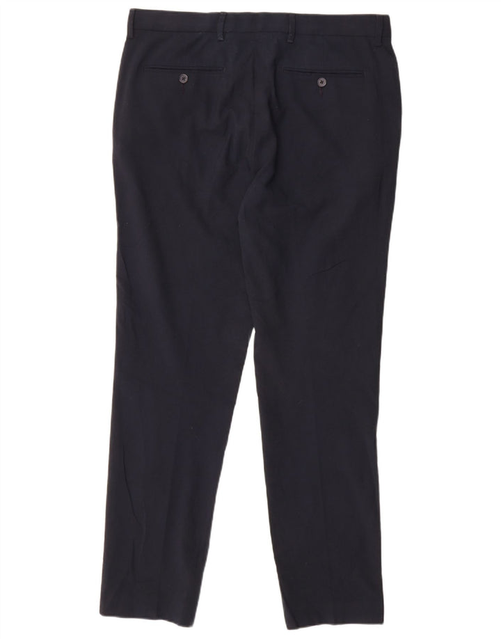 Calça masculina Marks & Spencer Slim Fit W34 L31 Poliéster Azul Marinho