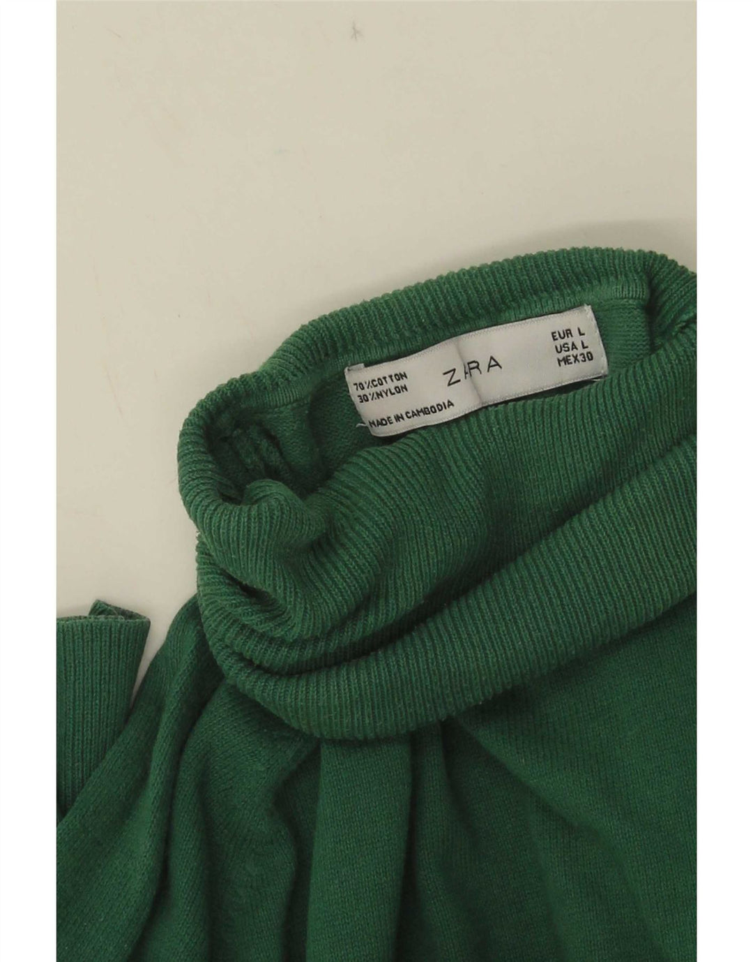 Zara Suéter feminino com gola redonda e gola redonda, Reino Unido 14, grande, verde