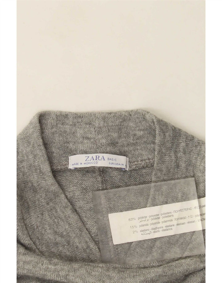 Zara Vestido feminino de manga comprida UK 14 poliéster cinza médio