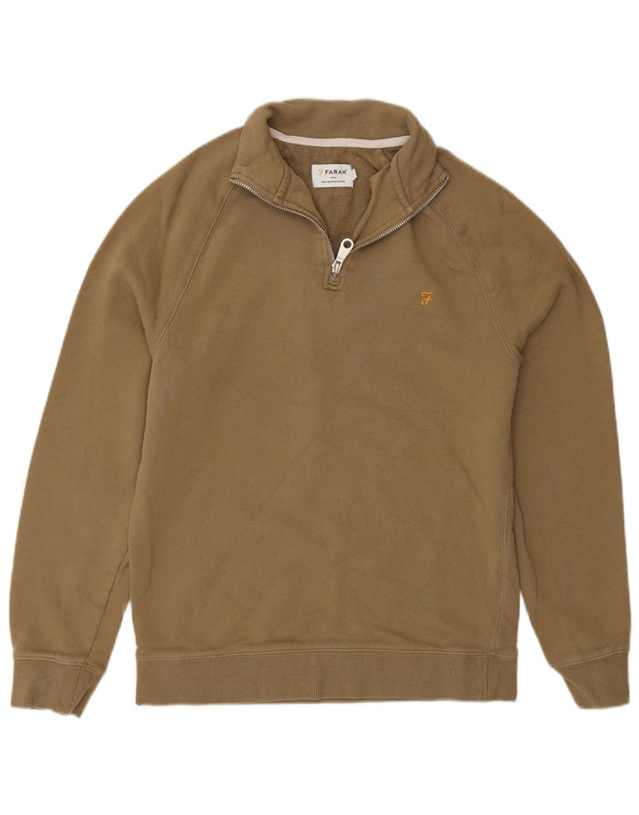 Farah moletom masculino com zíper 1/4 jumper pequeno algodão verde