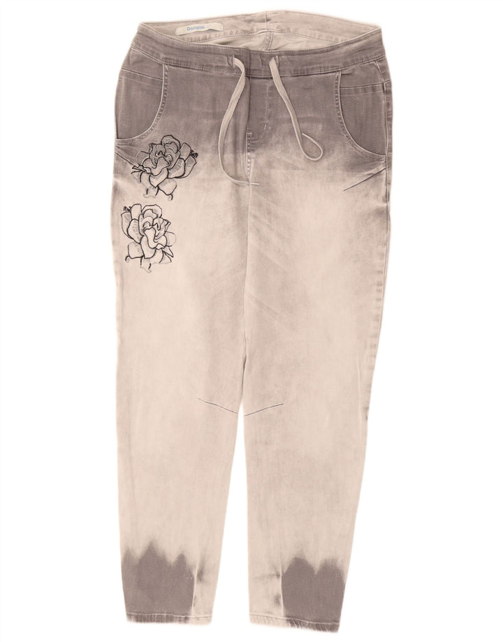DESIGUAL Calça Jeans Feminina Crop Slim Grande W34 L26 Cinza Tie Dye Algodão