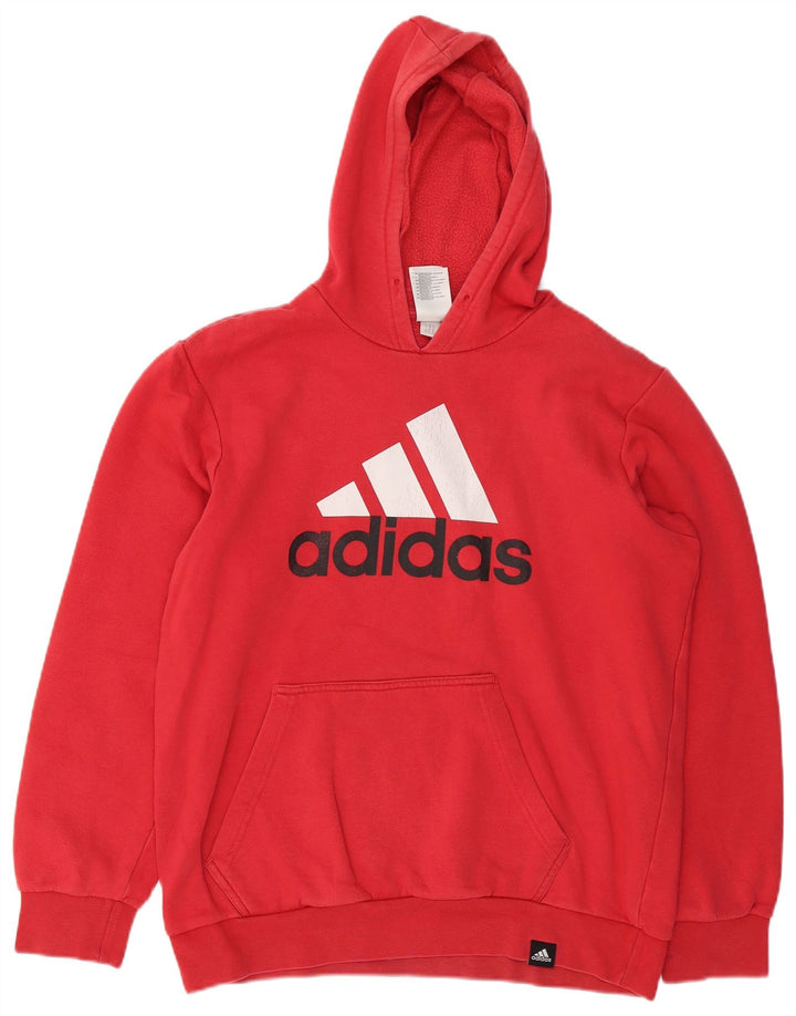 ADIDAS Mens Graphic Hoodie Jumper Médio Algodão Vermelho