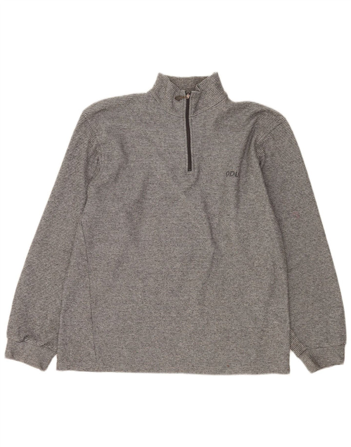 Suéter masculino Odlo com zíper e gola XL listrado cinza