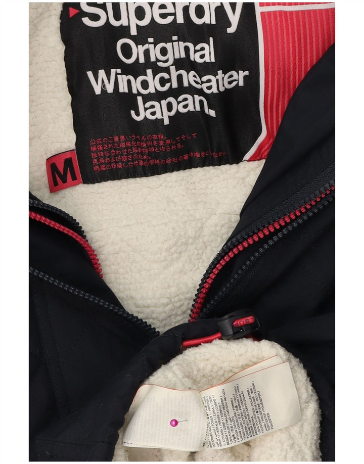 Jaqueta corta-vento feminina Superdry com capuz Reino Unido 14 médio azul marinho