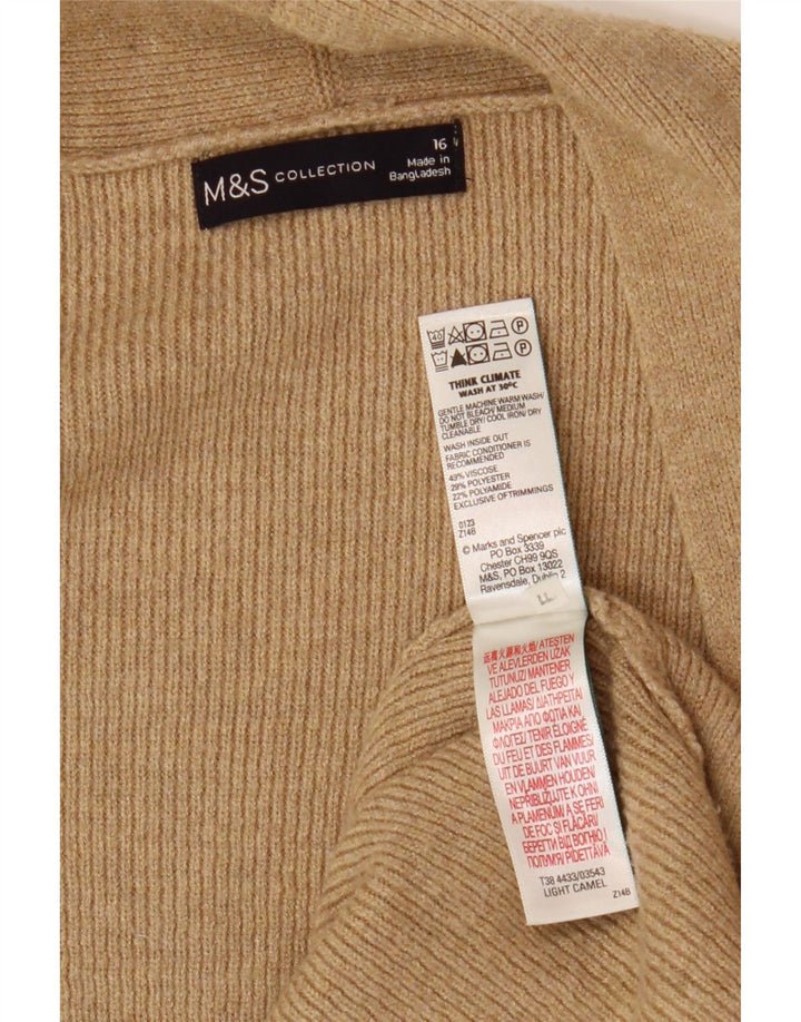 Marks & Spencer Suéter feminino Longline Open Cardigan Reino Unido 16 Grande Bege