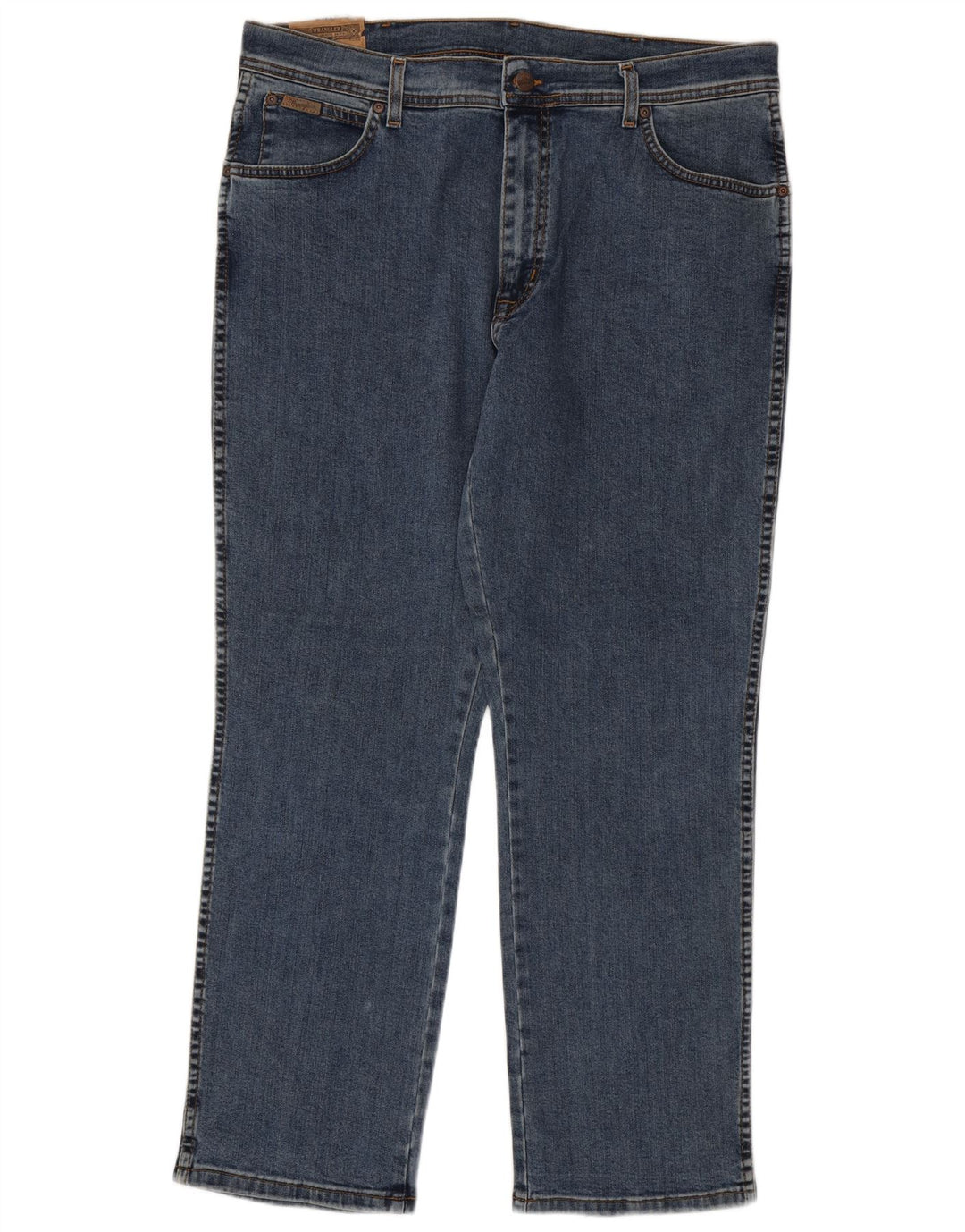 Wrangler Mens Straight Jeans W38 L30 Azul Algodão