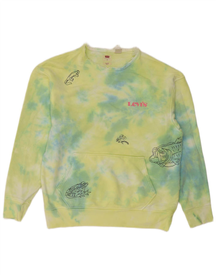 Moletom masculino relaxado gráfico Levi's Jumper médio verde tie dye algodão