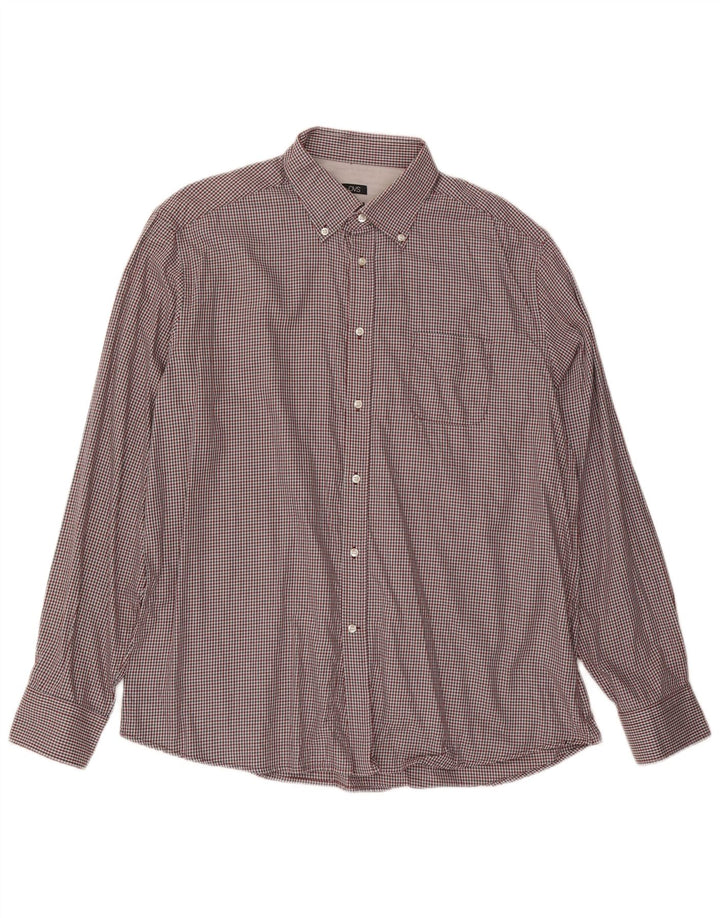 Camisa masculina OVS de ajuste regular tamanho 45 17 3/4 XL algodão guingão multicolorido