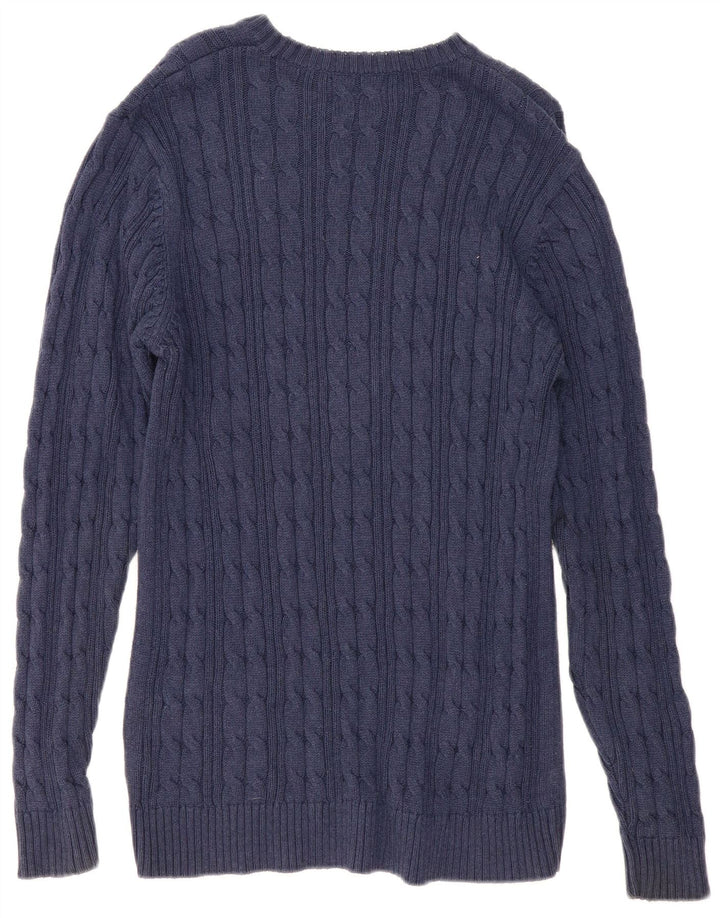 Suéter masculino Marks & Spencer com ajuste regular e gola redonda, azul marinho médio