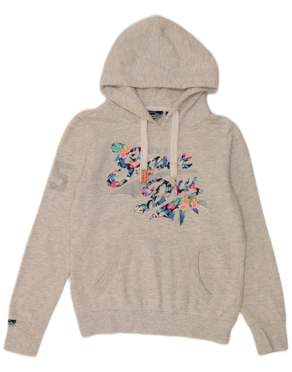 Suéter com capuz superdimensionado feminino Superdry Reino Unido 10 algodão cinza pequeno
